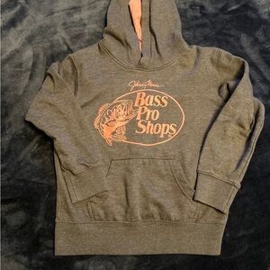 Kids Bass Pro Shops Gray Hoodie with Coral Pink Logo